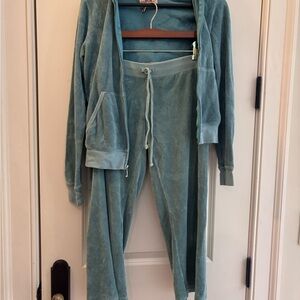 Light teal Juicy Couture velour tracksuit, size medium